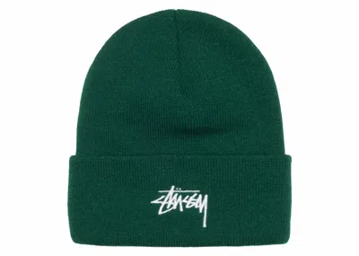 Pre-owned Stussy Men's  Cuff Stock Beanie In Spruce In Green
