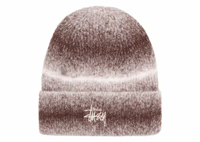 Pre-owned Stussy Men's  Cuff Stripe Knit Beanie In Brown