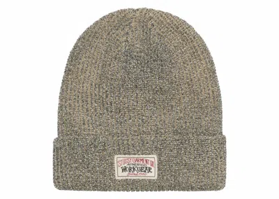 Pre-owned Stussy Men's  Cuff Yarn Reflective Beanie In Khaki In Brown