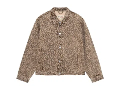 Pre-owned Stussy Men's  Denim Trucker Jacket In Leopard