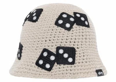 Pre-owned Stussy Men's  Dice Knit Bucket Hat In Light Grey