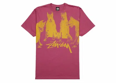 Pre-owned Stussy Men's  Doberman Tee Shirt In Berry