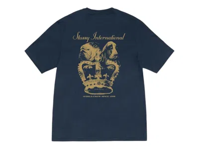 Pre-owned Stussy Men's  Dog Crown Tee Shirt In Navy Blue