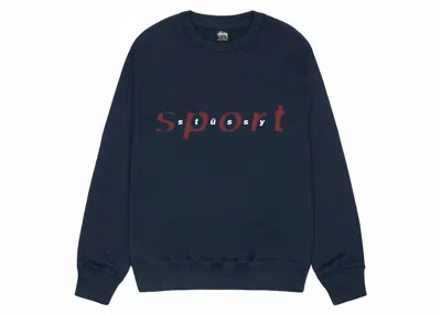 Pre-owned Stussy Men's  Dot Sport Crew In Navy Blue