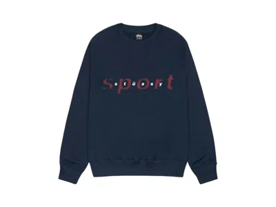 Pre-owned Stussy Men's  Dot Sport Crew Sweatshirt In Navy Blue