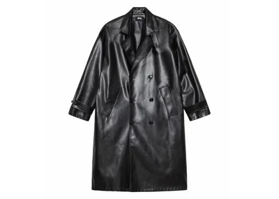 Pre-owned Stussy Men's  Double Breasted Trench Coat In Black