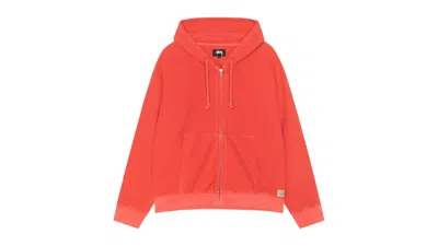 Pre-owned Stussy Men's  Double Layer Waffle Zip Hoodie In Red