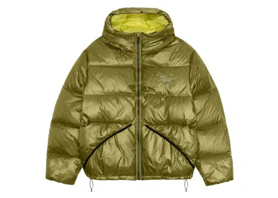 Pre-owned Stussy Men's  Down Micro Ripstop Parka In Jacket Olive