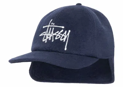 Pre-owned Stussy Men's  Ear Flap Wool Cap In Navy Blue