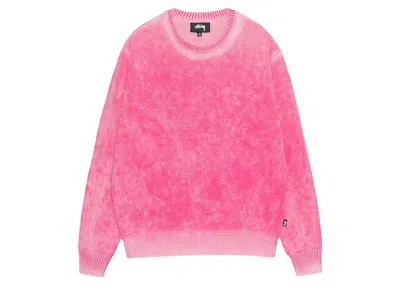 Pre-owned Stussy Men's  Faded Cotton Knit Crew In Pink