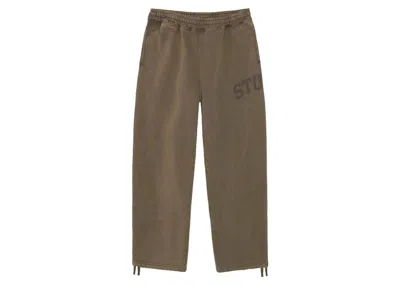 Pre-owned Stussy Men's  Faded Graphic Fleece Pant In Olive