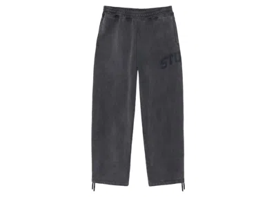 Pre-owned Stussy Men's  Faded Graphic Fleece Pant In Washed Black