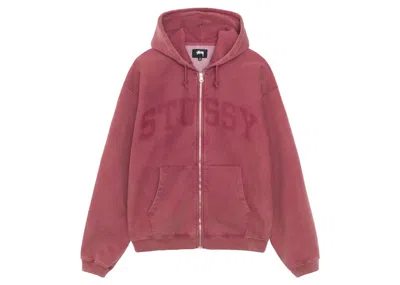 Pre-owned Stussy Men's  Faded Graphic Zip Hoodie In Burgundy