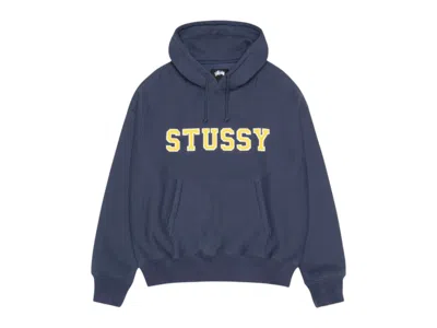 Pre-owned Stussy Men's  Felt Applique Hoodie In Navy Blue