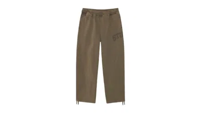 Pre-owned Stussy Men's  Fleece Faded Graphic Pant In Olive In Green