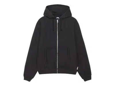 Pre-owned Stussy Men's  Fleece Raglan Zip Hoodie In Washed Black