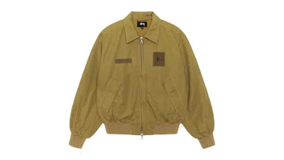 Pre-owned Stussy Men's  Flight Bomber Jacket In Golden Olive In Green