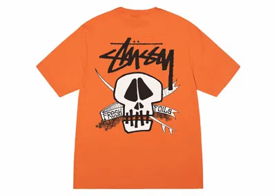 Pre-owned Stussy Men's  Fresh Foils Tee Shirt In Coral In Orange
