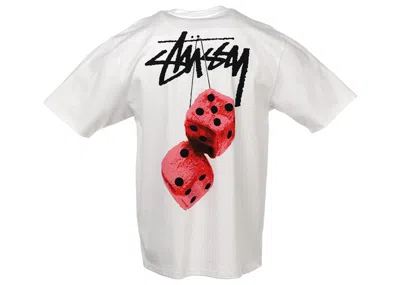 Pre-owned Stussy Men's  Fuzzy Dice Tee Shirt In White