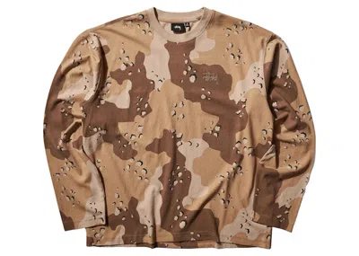 Pre-owned Stussy Men's  Heavy Washed Long Sleeve T-shirt In Desert Camo In Brown