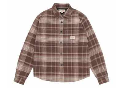 Pre-owned Stussy Men's  Heavy Washed Plaid Shirt In Brown