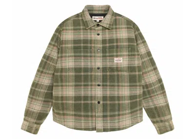 Pre-owned Stussy Men's  Heavy Washed Plaid Shirt In Green