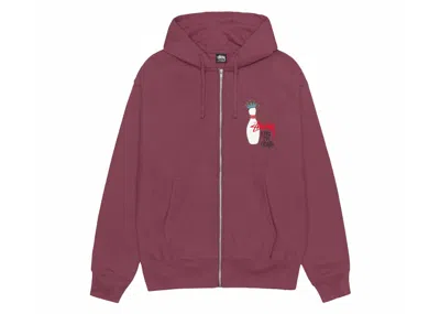 Pre-owned Stussy Men's  Kingpin Zip Hoodie In Oxblood In Burgundy