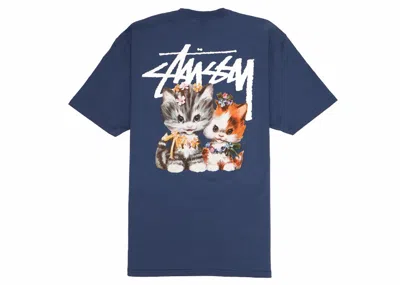 Pre-owned Stussy Men's  Kittens Tee Shirt In Midnight Blue