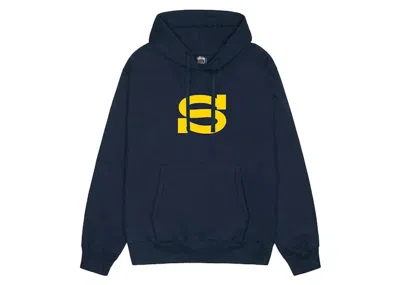 Pre-owned Stussy Men's  Letterman Hoodie In Navy Blue