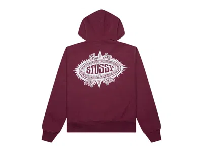 Pre-owned Stussy Men's  Mantra Zip Hoodie In Burgundy