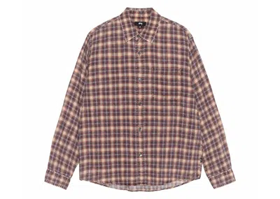 Pre-owned Stussy Men's  Matthew Printed Plaid Shirt In Brick In Brown