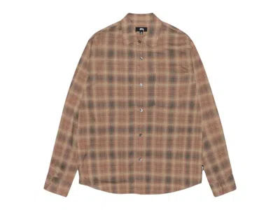 Pre-owned Stussy Men's  Matthew Printed Shirt In Brick In Brown