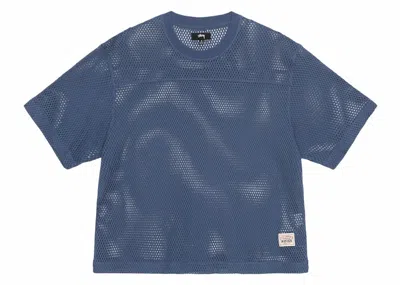 Pre-owned Stussy Men's  Mesh Jersey Crew In Navy Blue