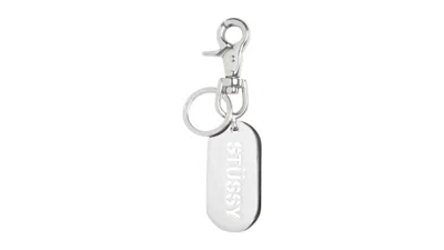 Pre-owned Stussy Men's  Metal Tag Keychain In Silver
