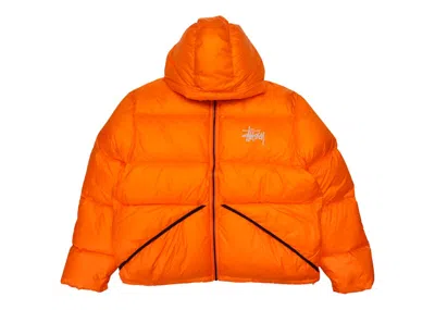 Pre-owned Stussy Men's  Micro Ripstop Down Parka Jacket In Orange