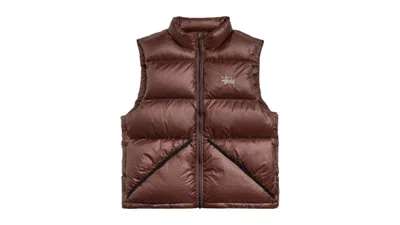 Pre-owned Stussy Men's  Micro Ripstop Down Vest In Brown