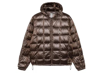 Pre-owned Stussy Men's  Midweight Hooded Puffer In Brown