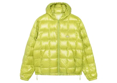 Pre-owned Stussy Men's  Midweight Hooded Puffer In Lime In Green
