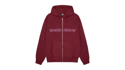 Pre-owned Stussy Men's  Mirror Zip Hoodie In Wine In Burgundy