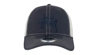 Pre-owned Stussy Men's  New Era 9twenty Tonal Basic Trucker Cap In Deep Navy Blue