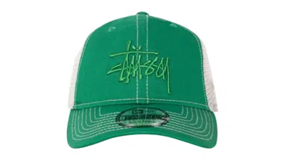Pre-owned Stussy Men's  New Era 9twenty Tonal Basic Trucker Cap In Kelly In Green