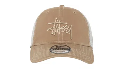 Pre-owned Stussy Men's  New Era 9twenty Tonal Basic Trucker Cap In Khaki In Brown