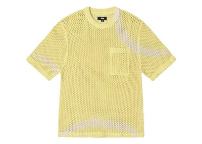 Pre-owned Stussy Men's  O'dyed Mesh Crew Tee Shirt In Tie Dye/yellow
