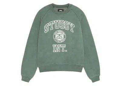 Pre-owned Stussy Men's  Overlock Varsity Raglan Crew In Pine