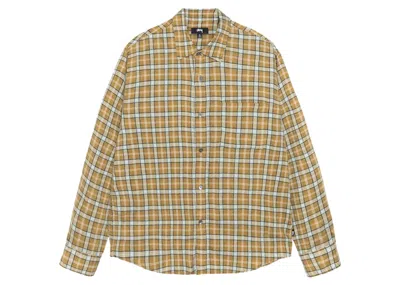 Pre-owned Stussy Men's  Plaid Matthew Printed Shirt In Gold