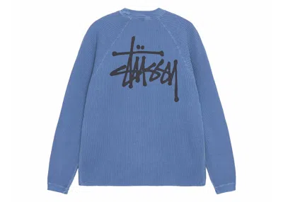 Pre-owned Stussy Men's  Raglan Thermal Long Sleeve Crew In Blue