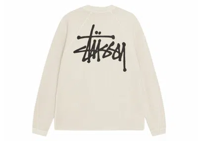 Pre-owned Stussy Men's  Raglan Thermal Long Sleeve Crew In Bone