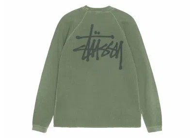 Pre-owned Stussy Men's  Raglan Thermal Long Sleeve Crew In Pine