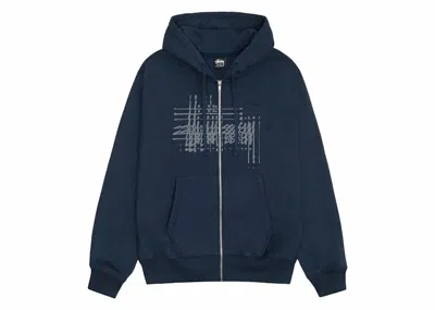 Pre-owned Stussy Men's  Refracted Zip Hoodie In Navy Blue