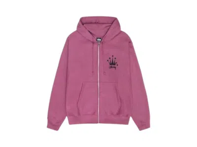 Pre-owned Stussy Men's  Regal Crown Zip Hoodie In Berry